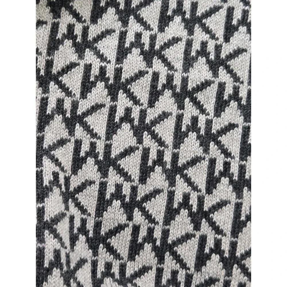 Michael‎ Kors Womens Scarf Knit MK Logo Monogram Gray Black